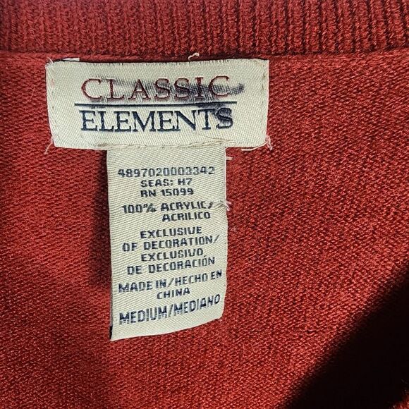 Classic Elements Burnt Orange Embroidered Floral V Neck Sweater - Picture 5 of 6